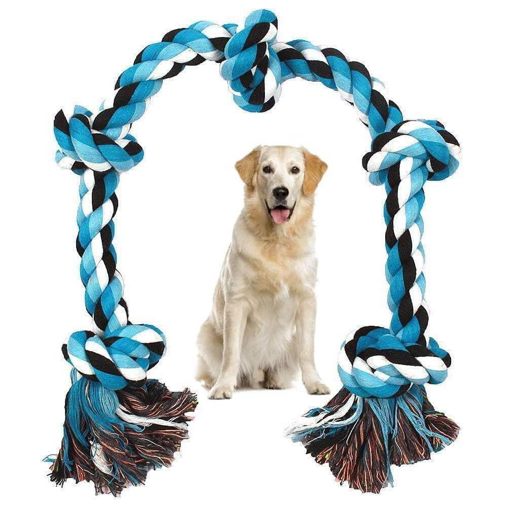 PETZLUV Cotton Dog Rope Toy for Aggressive Chewers, Tough Tug of War Large 5 Knot Dog Toys with Knots, Durable Cotton Rope Dog Chew Toy for Medium and Big Dogs- Washable - Multicolor (B0D54KX6BB) Amazon Price History, Amazon Price Tracker