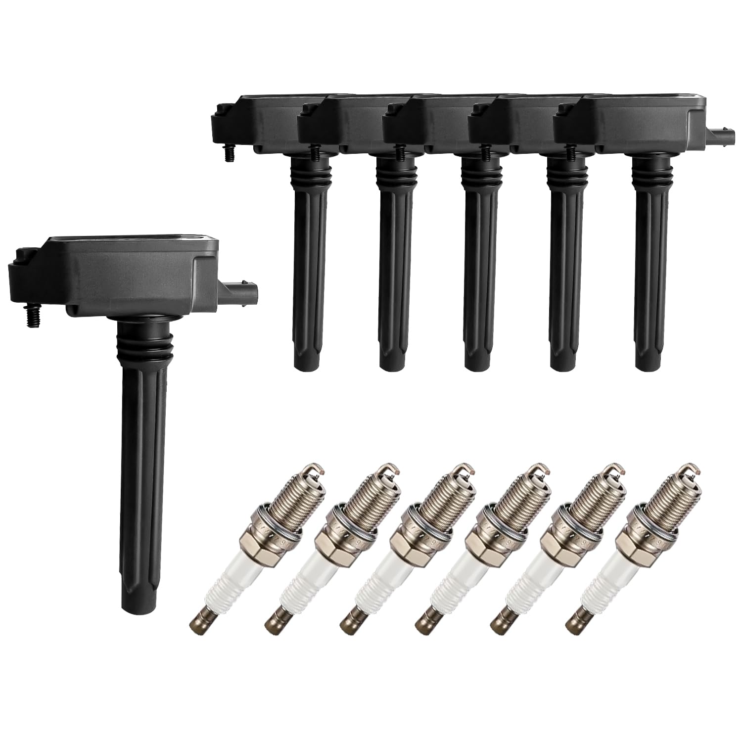 Ignition Coil Pack UF807 and Iridium Spark Plugs (Set of 6) Compatible with Chrysler Pacifica Dodge Durango Jeep Grand Cherokee Wrangler Ram 1500 3.6L V6 Replaces # 0221504038 C989 68223569AB