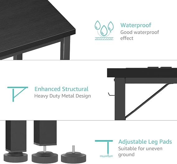 Lufeiya 39 inch Computer Desk with Power Outlet, 40 inch Teen Study Table Home Office Work Writing Desks with Charging Station Outlets Built in, Black