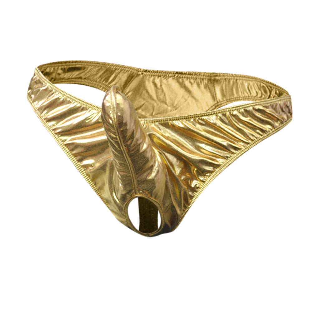 genericBriefs Leather Comfortable Sexy Men's Men's underwear Bar for Men (Gold, XL)