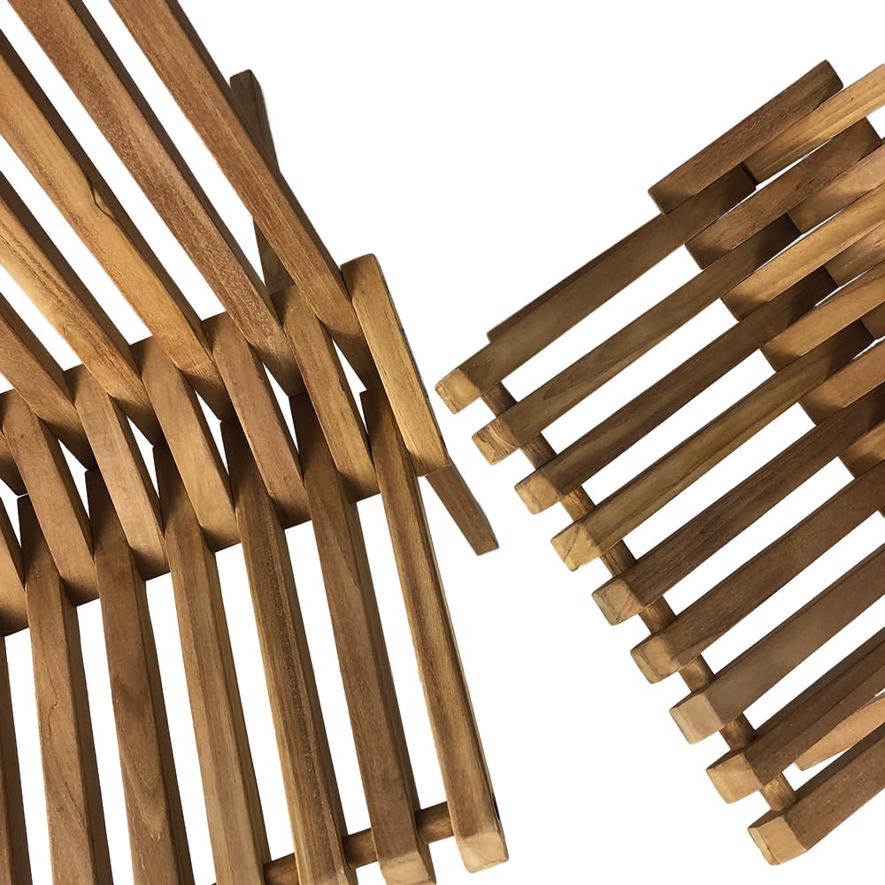 Set di 2 Sedie Pieghevoli Nicla in Legno Teak | Elegante Design a Doghe, Resistenti per Giardino, Terrazza e Balcone | Certificato FSC