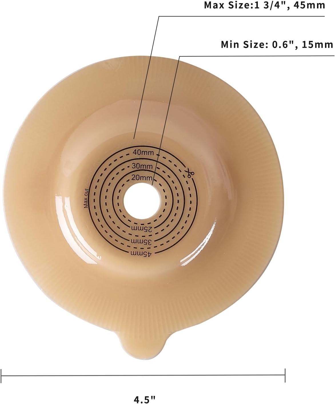 5-Pack Convex Ostomy Skin Barriers for Steawoce Two-Piece Convex System - 15-45mm Cut-to-Fit Hypoallergenic Adhesive Base for Colostomy Care