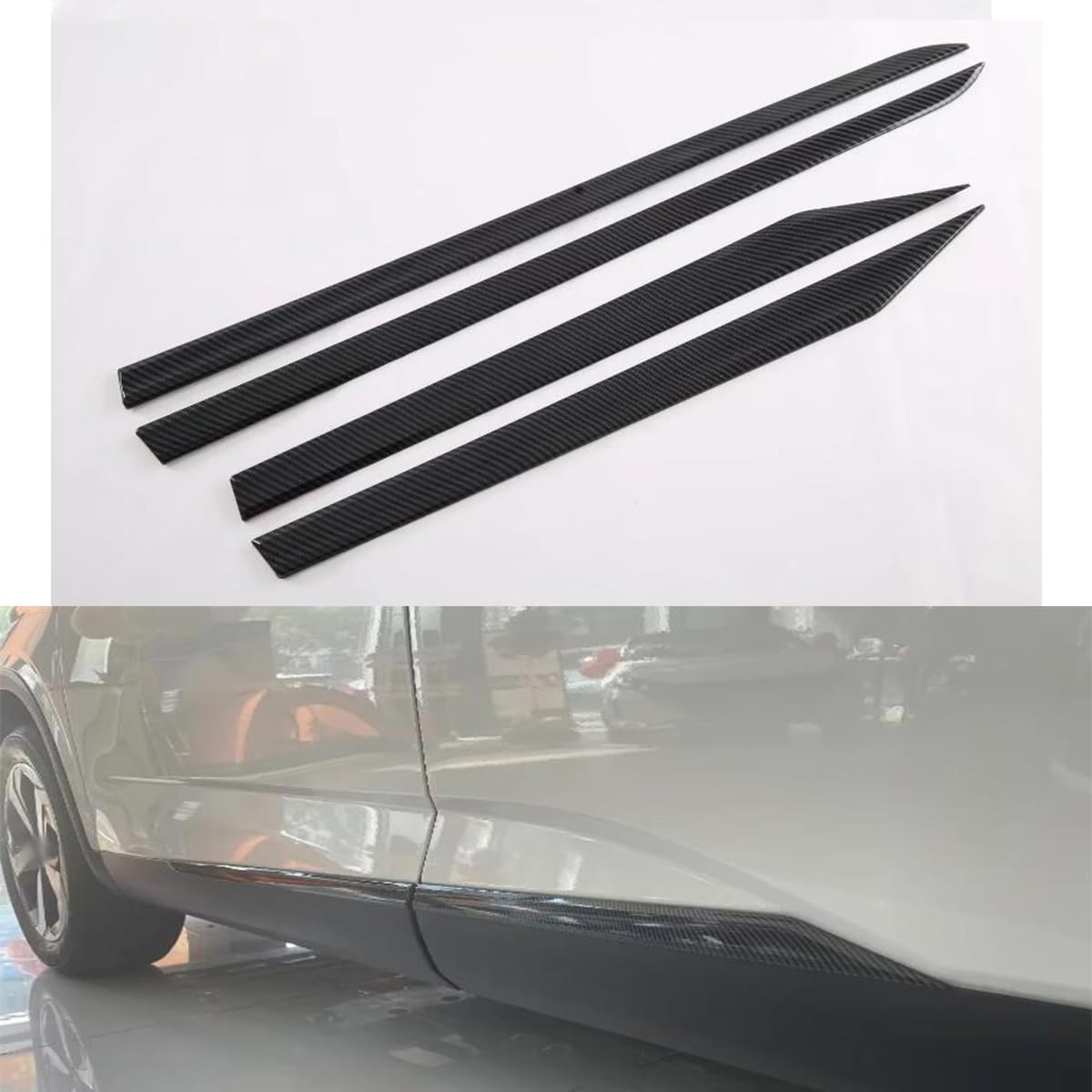 Carbon Fiber Style Car Body Door Side Molding Trim sill Cover Guard Compatible for Nissan Qashqai 2022 2023 2024