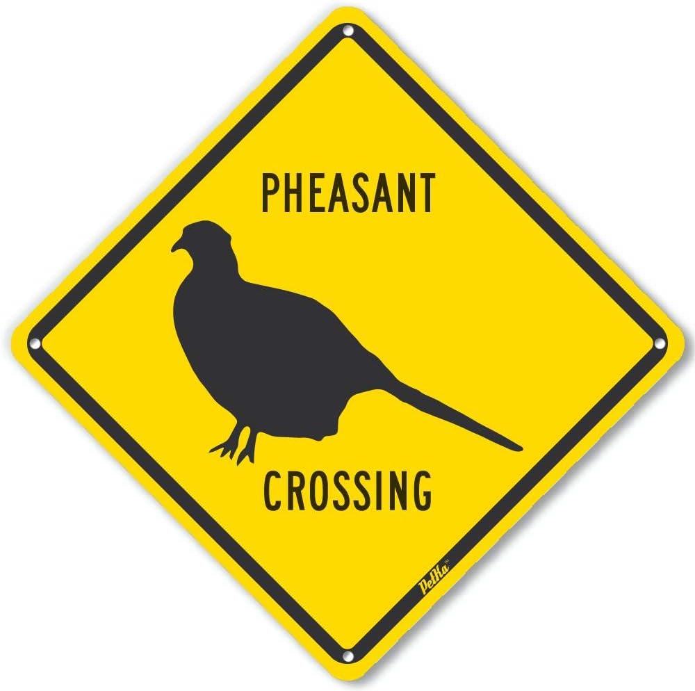 PetKa Signs and Graphics PKAC-0034-NA_10x10"Pheasant Crossing" Aluminum Sign, 10" x 10", Black on Yellow