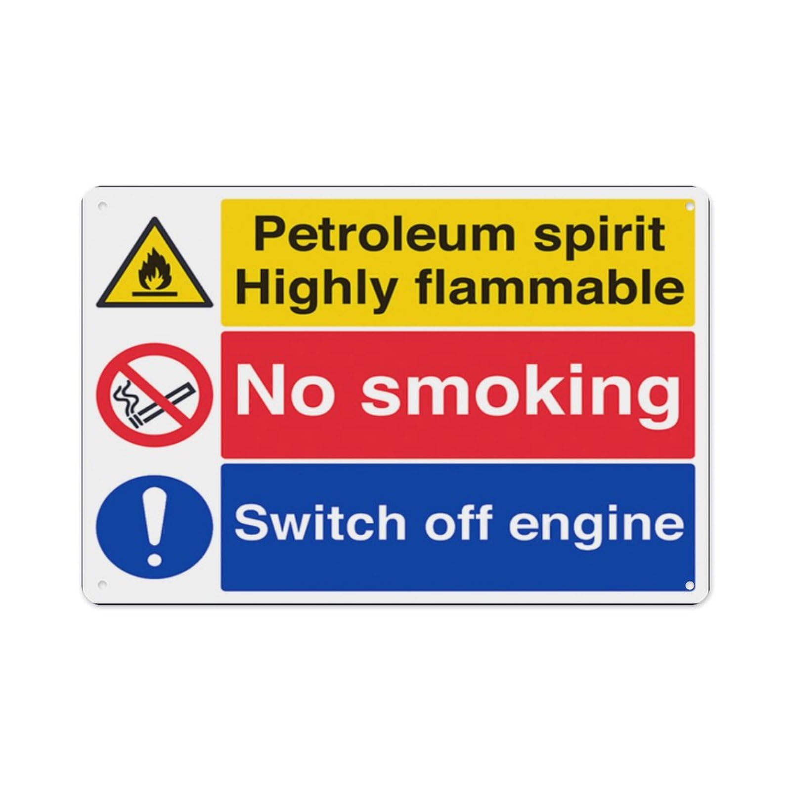 peiyeety Petroleum Spirit No Smoking Switch Off Aluminum Tin Warning Signs For Home Outdoor Garden 8X12 Inches