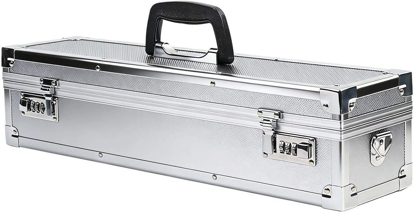 Fenteer Chef Knives Case Hard Case Protector Aluminum Alloy,Storage Box Knife Organizer with Combination Locks for Kitchen