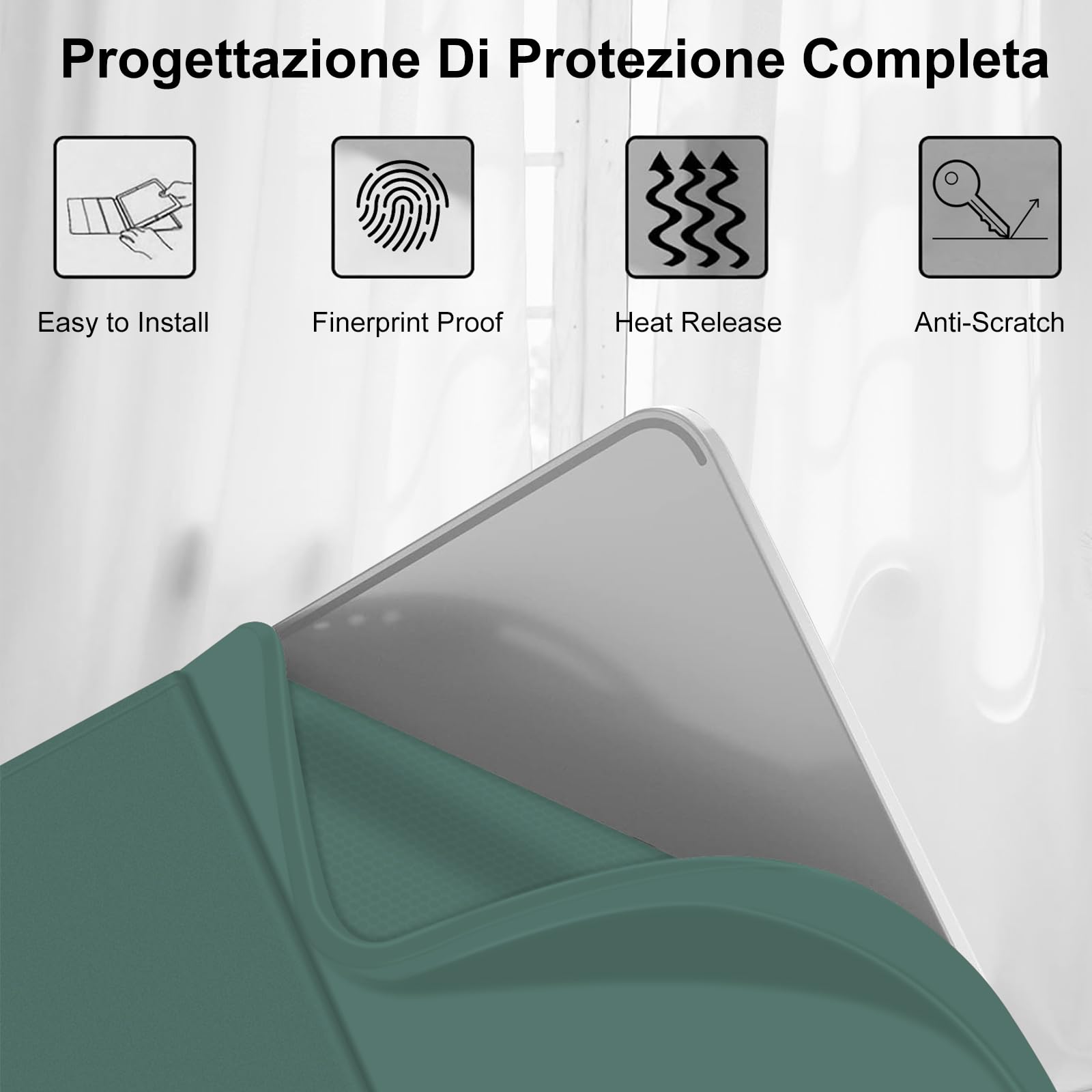 Tastiera iPad 6 Generazione, Custodia con Tastiera per iPad 9.7, Cover Tastiera Bluetooth Retroilluminazione Italiano Magnetica Tastiera iPad 5, iPad pro 9.7, iPad Air 2, iPad Air 1, Verde scuro