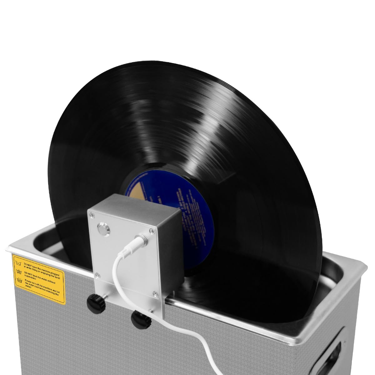 T-Mech Adattatore per vinile a ultrasuoni per la pulizia di dischi in vinile 1-5 x 33, 45, 78 Giri 15mm Spessore della fessura 10RVS al minuto 12V Alluminio anodizzato argento