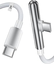 240W USB C to USB C Charger Cable 2M, Braided Right Angle PD Type C Charge Cable Fast Charging USBC Data Cord for iPhone 17 16e 15 for iPad Mac Book Pro Air for Samsung A16 A17 S25 for Pixel 9a White
