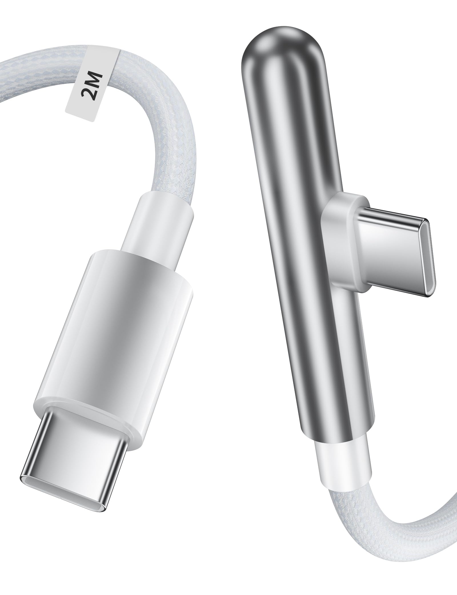 240W USB C to USB C Charger Cable 2M, Braided Right Angle PD Type C Charge Cable Fast Charging USB C Cable Data Cord for iPhone 17 16e 15/for iPad Mac Book Pro Air/Samsung A16 A17 S25 S24 Pixel 10 9a