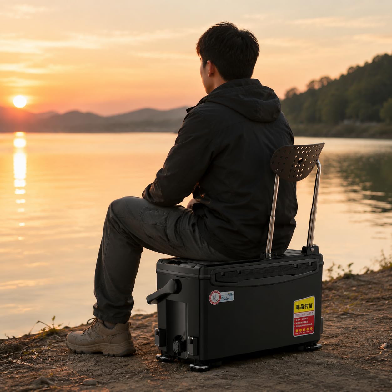 Multifunktionaler Angelkoffer mit Sitz, 9L, 500kg Tragkraft, Dunkelgrau, Stabile, Tackle Box für Angler, three-point mit Werkzeugfach