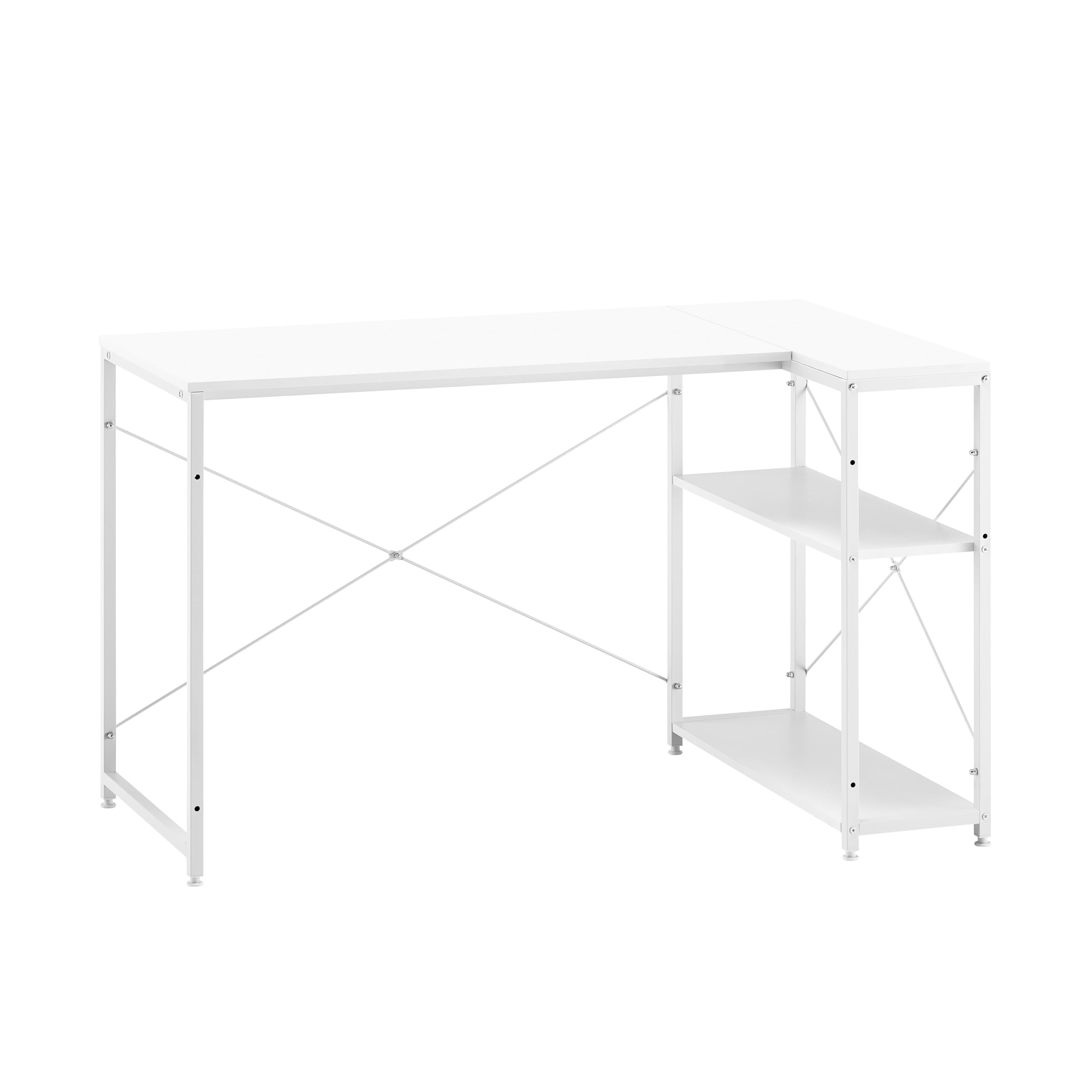 Garvis Eckschreibtisch 120x50 cm – L-Form Gaming Tisch mit Regal – Computertisch für Homeoffice(Weiß)