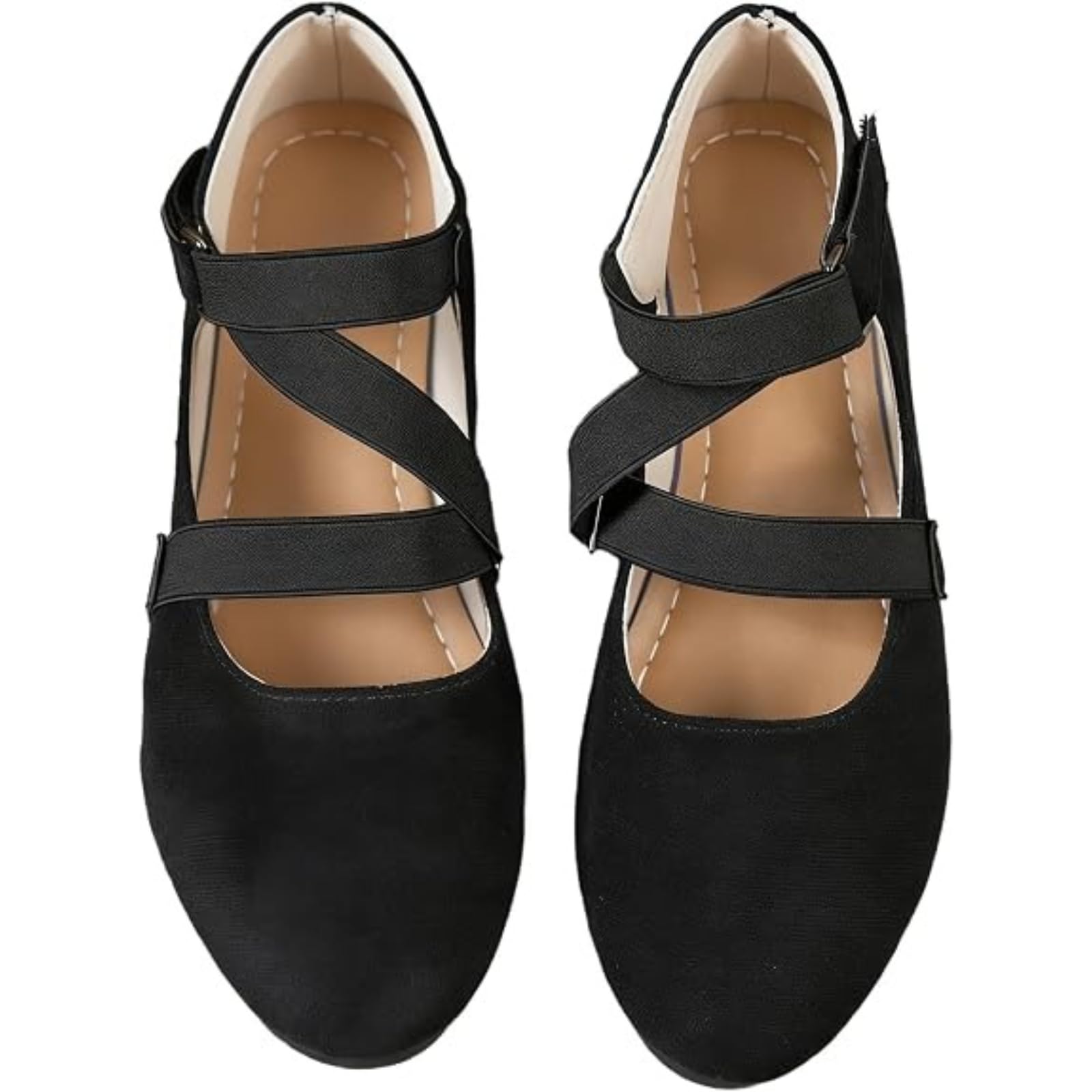 Zapatos de tacón de cuña de ante sintético negro para mujer