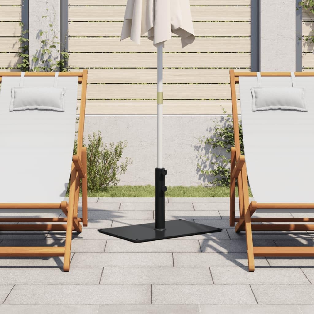 Stojak na parasol przeciwsłoneczny z 3 adapterami do masztu o średnicy 32, 38, 48 mm, waga 15 kg, stabilna stalowa podstawa, prostokątny, nadaje się na balkon, taras, do ogrodu, na plażę