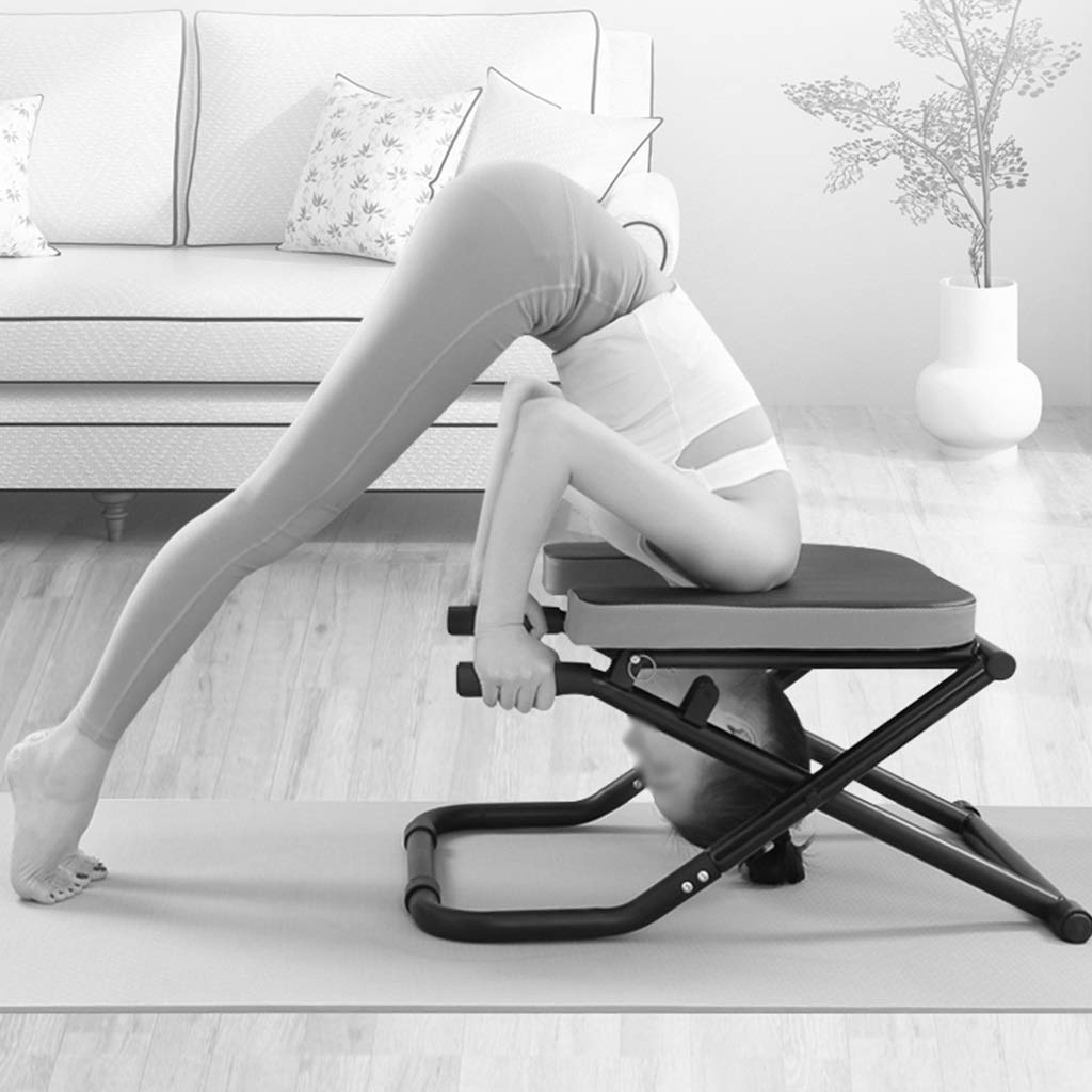 Schwerkrafttrainer Klappbarer Yoga Handstand Stuhl, Multifunktions-Fitness Ideal Stuhl, Yoga Kopfstand Bankständer, Tragfähigkeit 150 KG (Color : Pink, Size : 48.5 * 38.5 * 36.5cm)