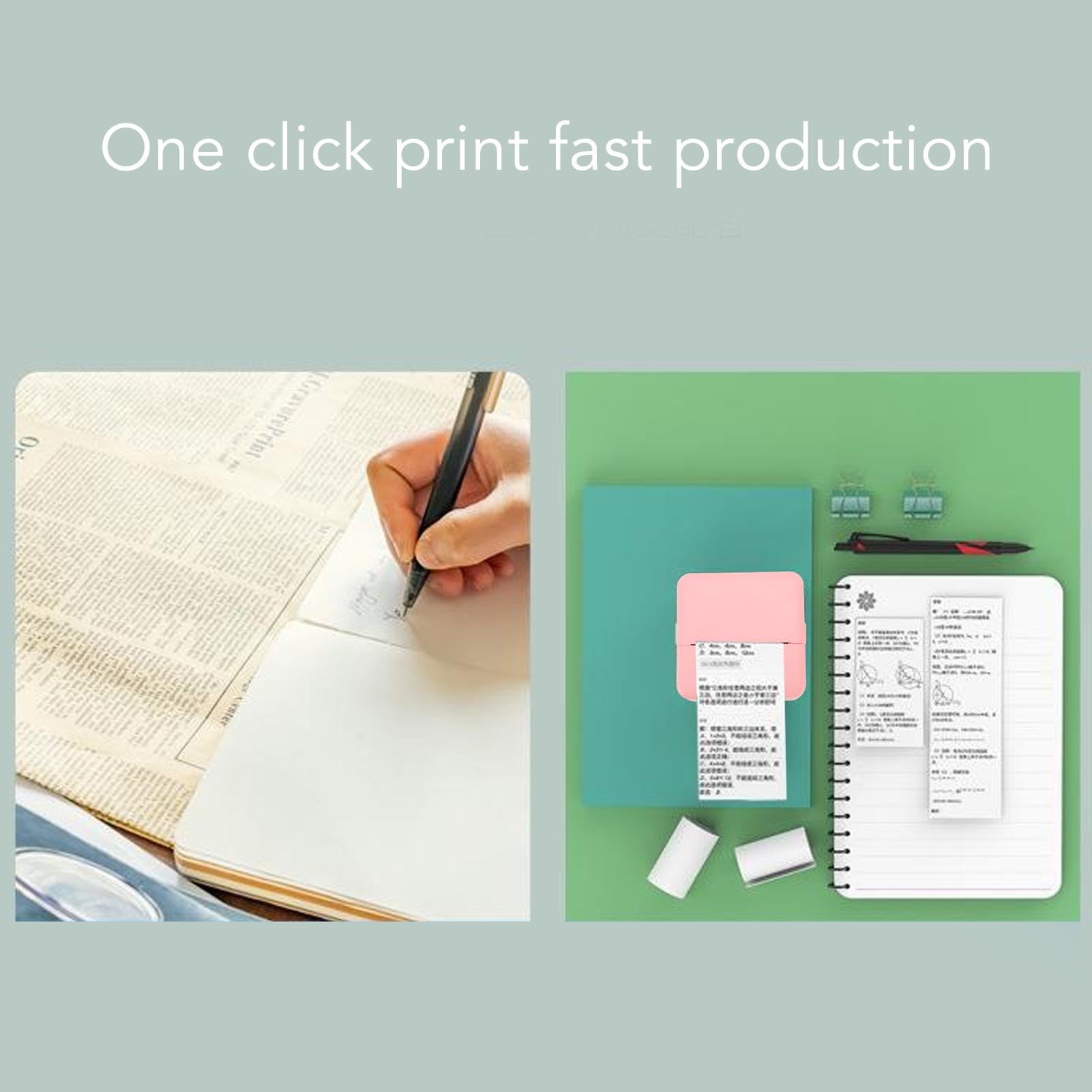 Denash Inkless Thermal Printer, Quick Connection, Wrong Question Printing, Clear Printing Effect, Portable Thermal Printer for School ()