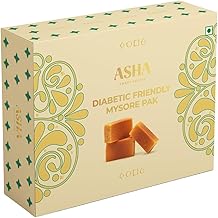 ASHA SWEETS Premium Handcrafted Diabetic Friendly Mysore Pak (Pack of 1 x 250gm) Authentic Indian Dessert Made with Pure Ghee & Low GI Sugar|Exclusive Sweet Gift Box For Any Occasion & Celebration