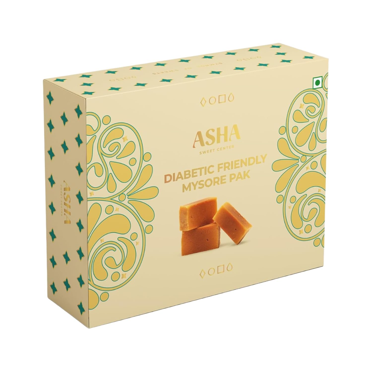 ASHA SWEETS Premium Handcrafted Diabetic Friendly Mysore Pak (Pack of 1 x 250gm)| Authentic Indian Dessert Made with Pure Ghee & Low GI Sugar|Premium Sweet Gift Box For Any Occasion & Celebration