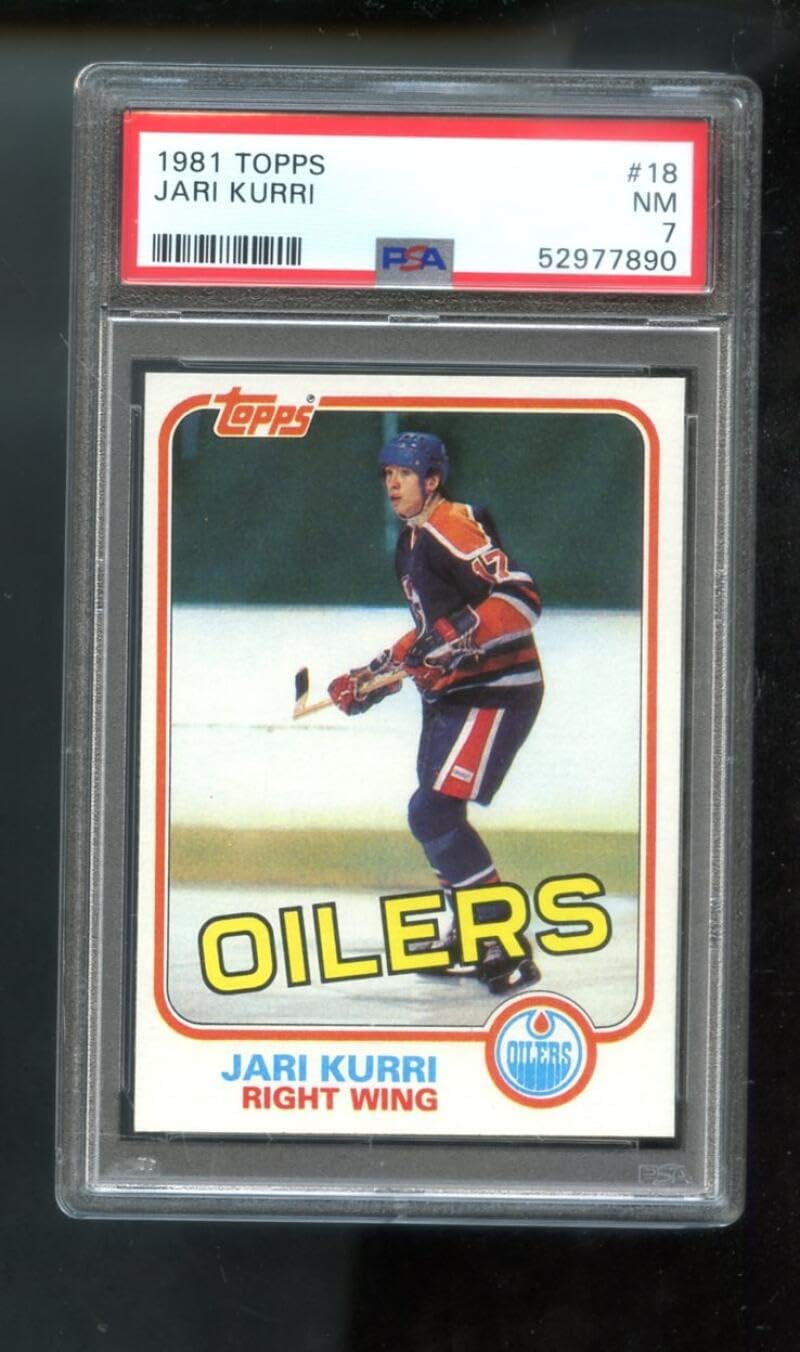 1981-82 Topps #18 Jari Kurri ROOKIE RC PSA 7 Graded Hockey Card NHL 1981 1982 81 82