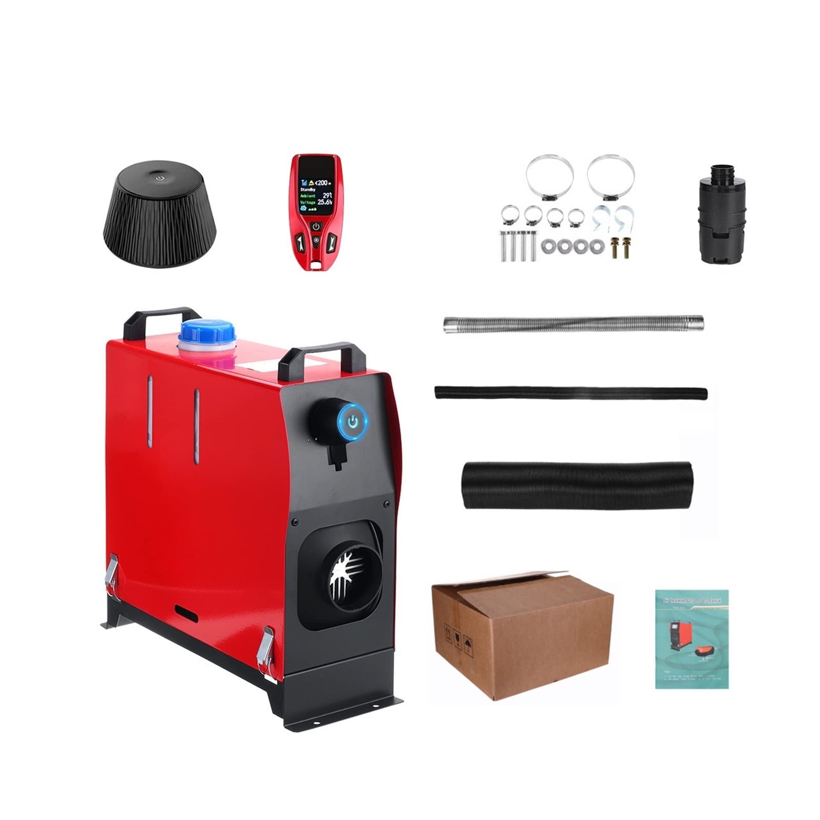 Diesel Heater 12V 5KW Car Heating Diesel Air Heater 4 Holes LCD Switch  Muffler 10 L Tank For Car RV Trailer Home Trucks Vehicles Parking Heater  Diesel Air Heater (Color : 12V