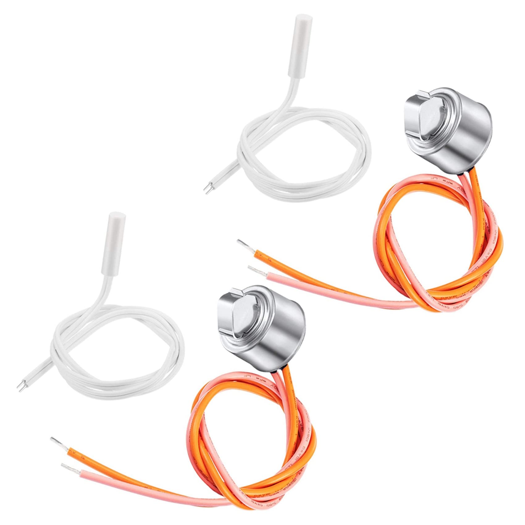 Jnchdghwa White & Orange 4 Pcs Wr55x10025 Refrigerator Temperature Sensor Replace 914093, Wr50x10068 Defrost Thermostat For Refrigerators