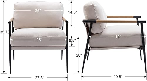 Miniatura 65 de DUOMAY Silla decorativa moderna Mid-Century, cómoda silla de sherpa para sala de estar, dormitorio, oficina, sillón de respaldo medio con patas de