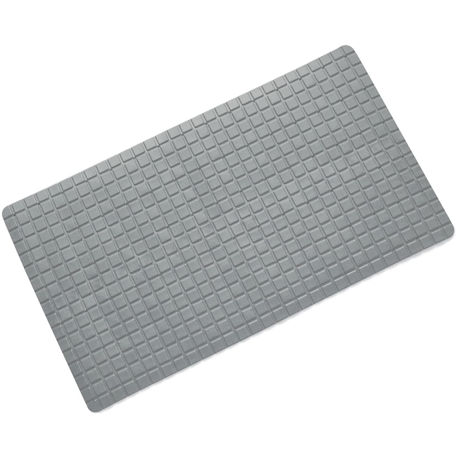 Tapis de bain antidérapant PVC gris 71x40 cm lavable pour douche et baignoire
