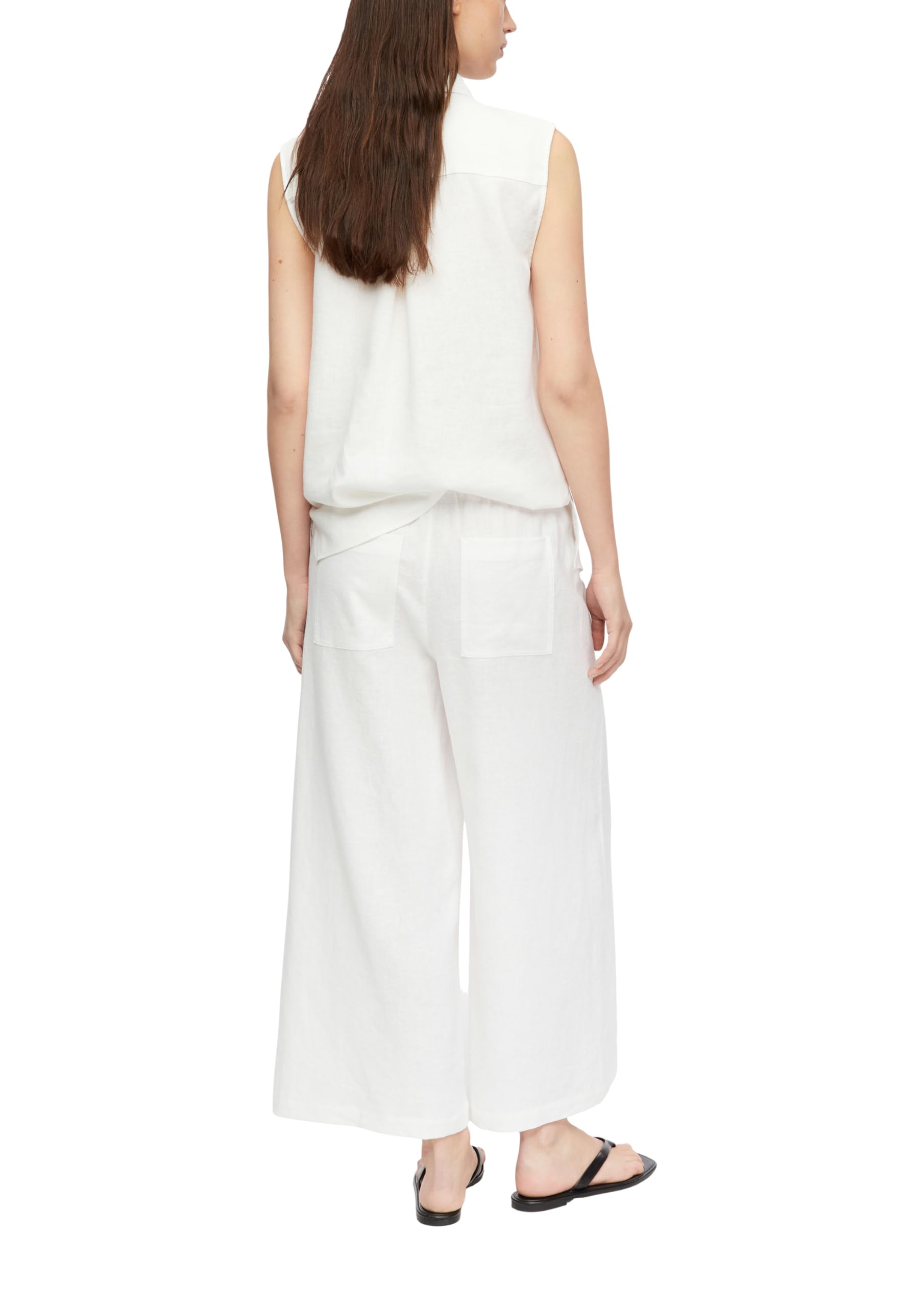 Comma Damen Culotte aus Leinen-Lyocell-Mix – High Rise, Wide Leg, elastischer Bund – Für Business & Festliche Anlässe