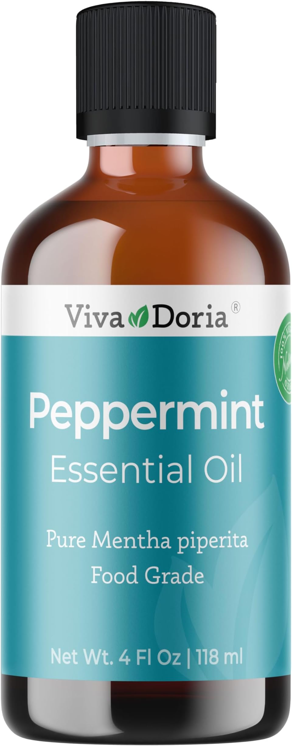 Viva Doria Pure Northwest Peppermint Essential Oil, Undiluted, Food Grade, Steam Distilled, 118 mL (4 Fluid Ounce)