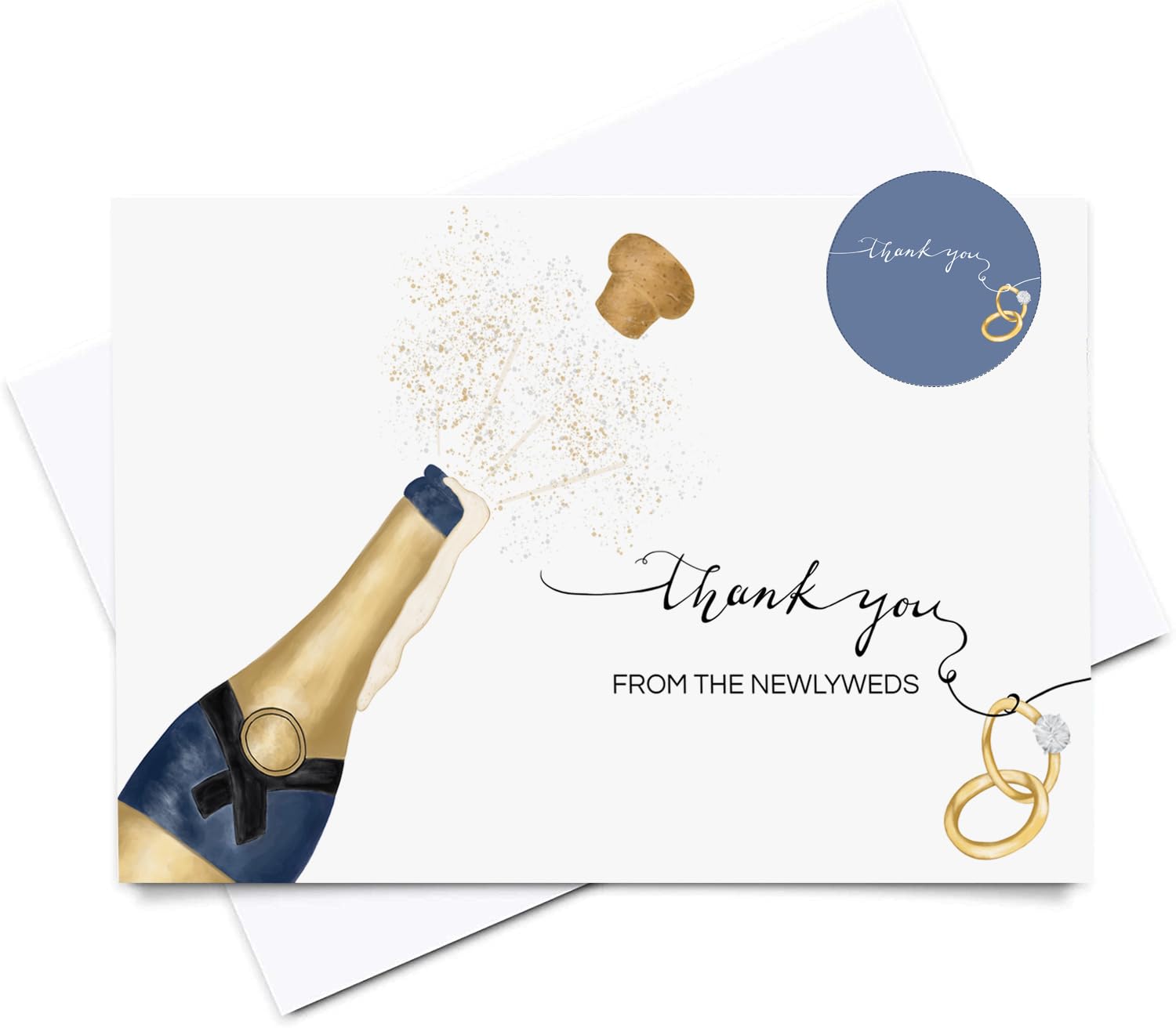 Heather & Willow 50 Wedding Thank You Cards from the New Mr and Mrs | 4x6 Bulk Thank You Cards with Envelopes | Grateful Notes Bridal Shower and Baby