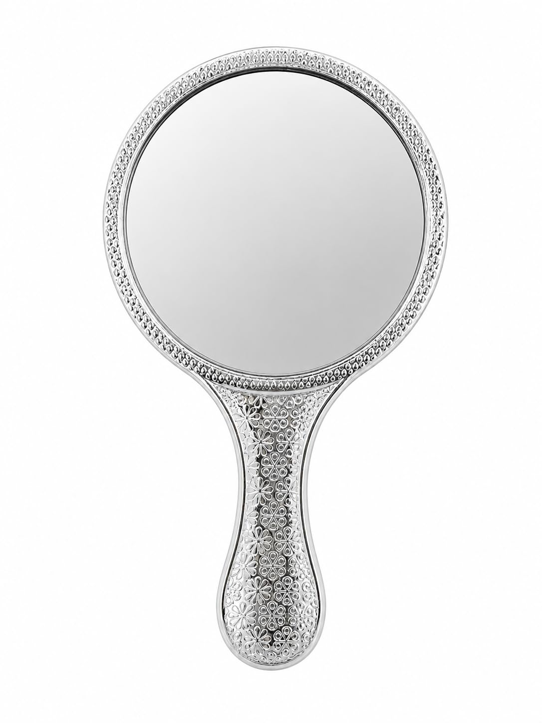 Vintage Silver Handheld Mirror | Antique Embossed Design | Portable Hand Mirror | Dressing Table Accessory-image-29