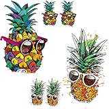 6 Pcs Pineapple Iron on Patches Summer Fruit Heat Transfer Stickers Flowers Decals Sun Beach Appliques for Women Girls Men Kids T-Shirt Jeans Backpacks Families Clothing Hat DIY Parent Child Patches