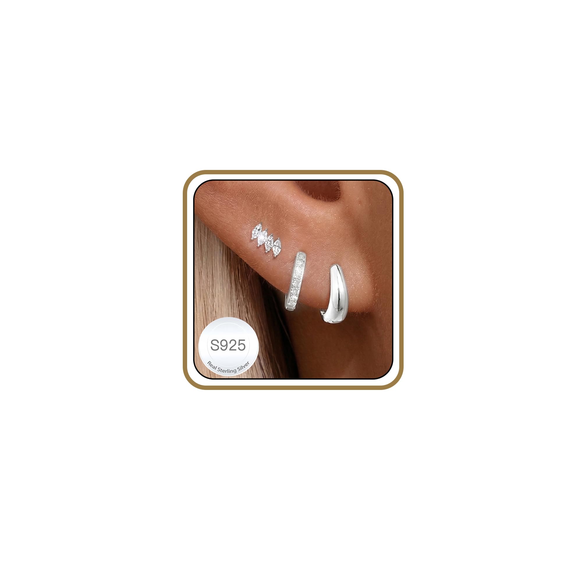 Set Di 3 Paia Di Orecchini A Cerchio Piccoli In Argento Sterling Per Donna, Orecchini Sovrapponibili Ipollergenici, Delicati Piccoli Stud Huggie Hoops Per Forature Multiple, Gioielli