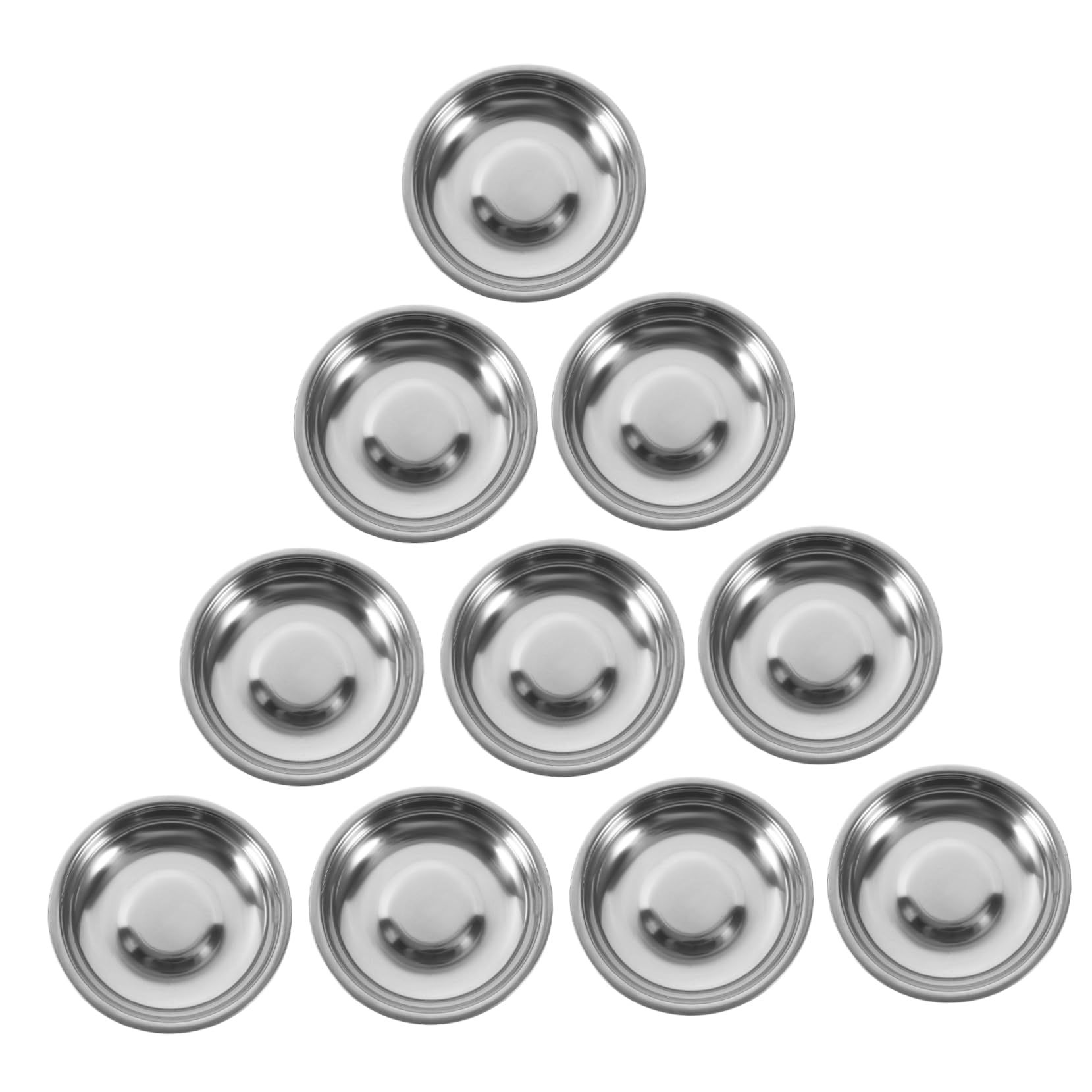 STOBAZA 10cm Round Stainless Steel Plates Sauce Saucers Appetizer Dishes for Home Restaurant Picnic