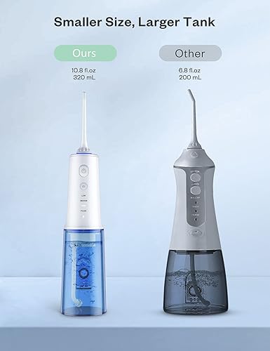 Miniatura 6 de Irrigador dental profesional de 10.8 fl oz, tanque inalámbrico, portátil, recargable IPX7, impermeable, 4 modos, con tanque de agua limpiable, para