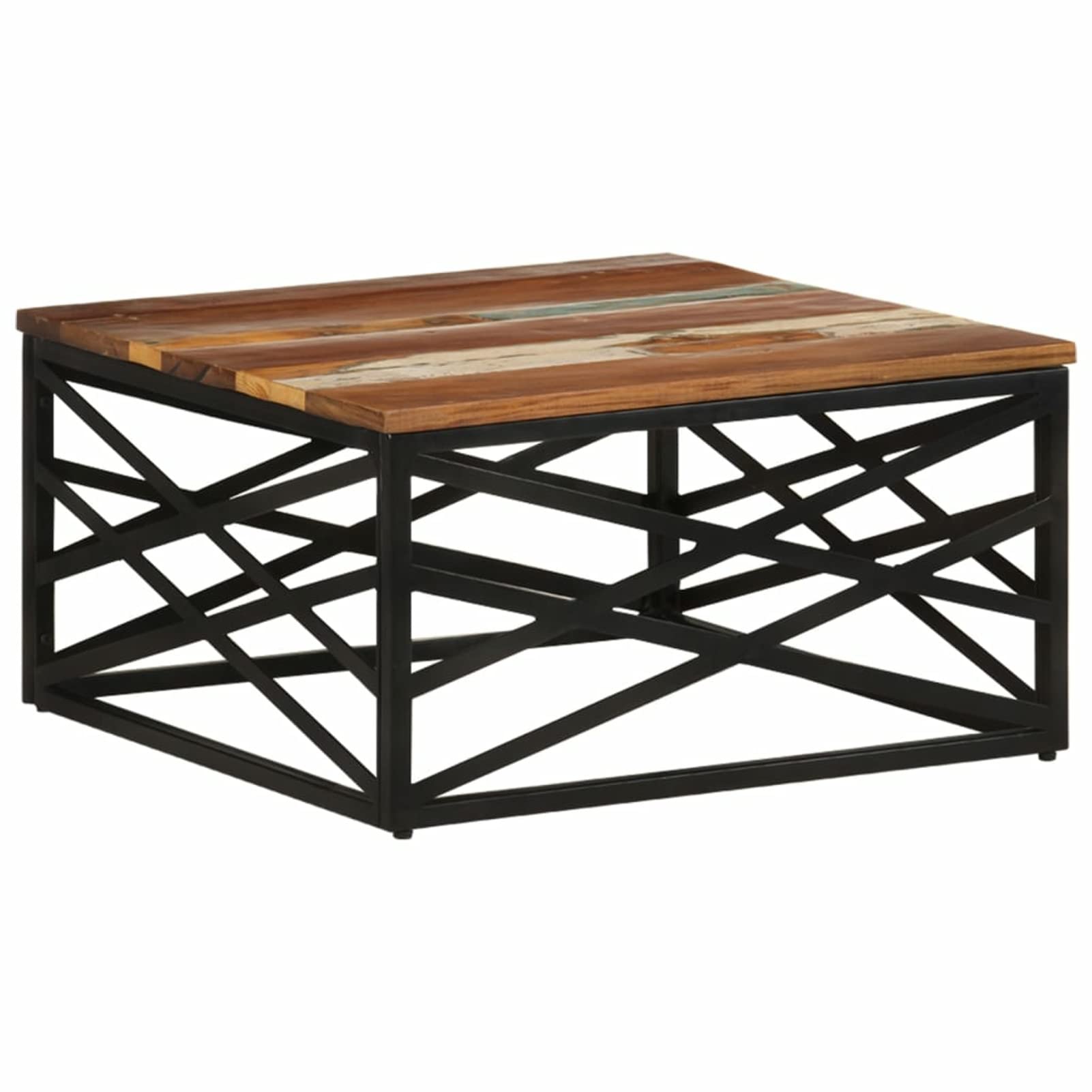Homgoday Table basse 68 x 68 x 35 cm en bois recyclé massif, table d'appoint pour canapé, table d'appoint pour salon, salle de réception d'invités, chambre à coucher et mobilier de bureau