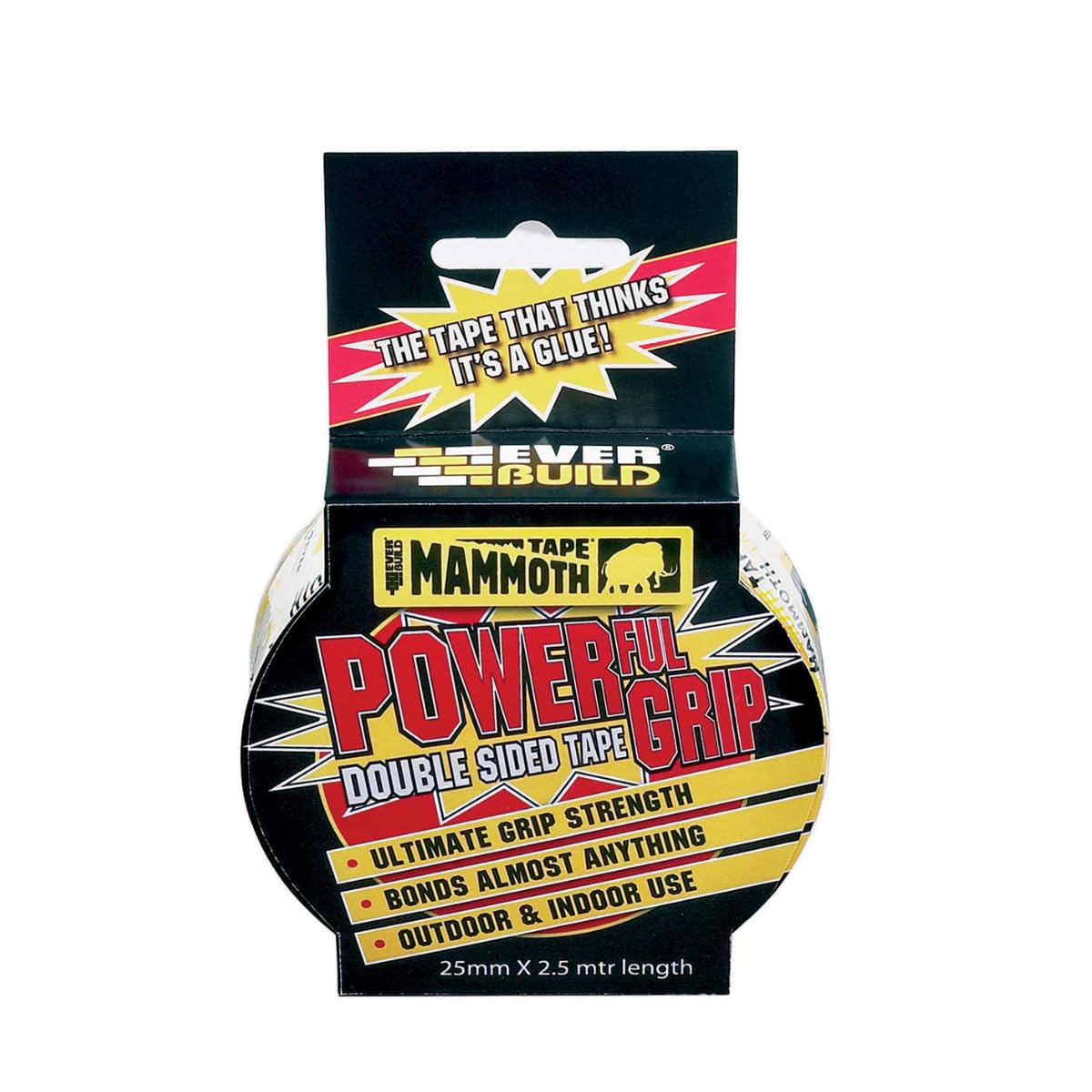 Everbuild Pack of 5 50mm x 2.5m Mammoth Tape Powerful Grip Tape Double sided