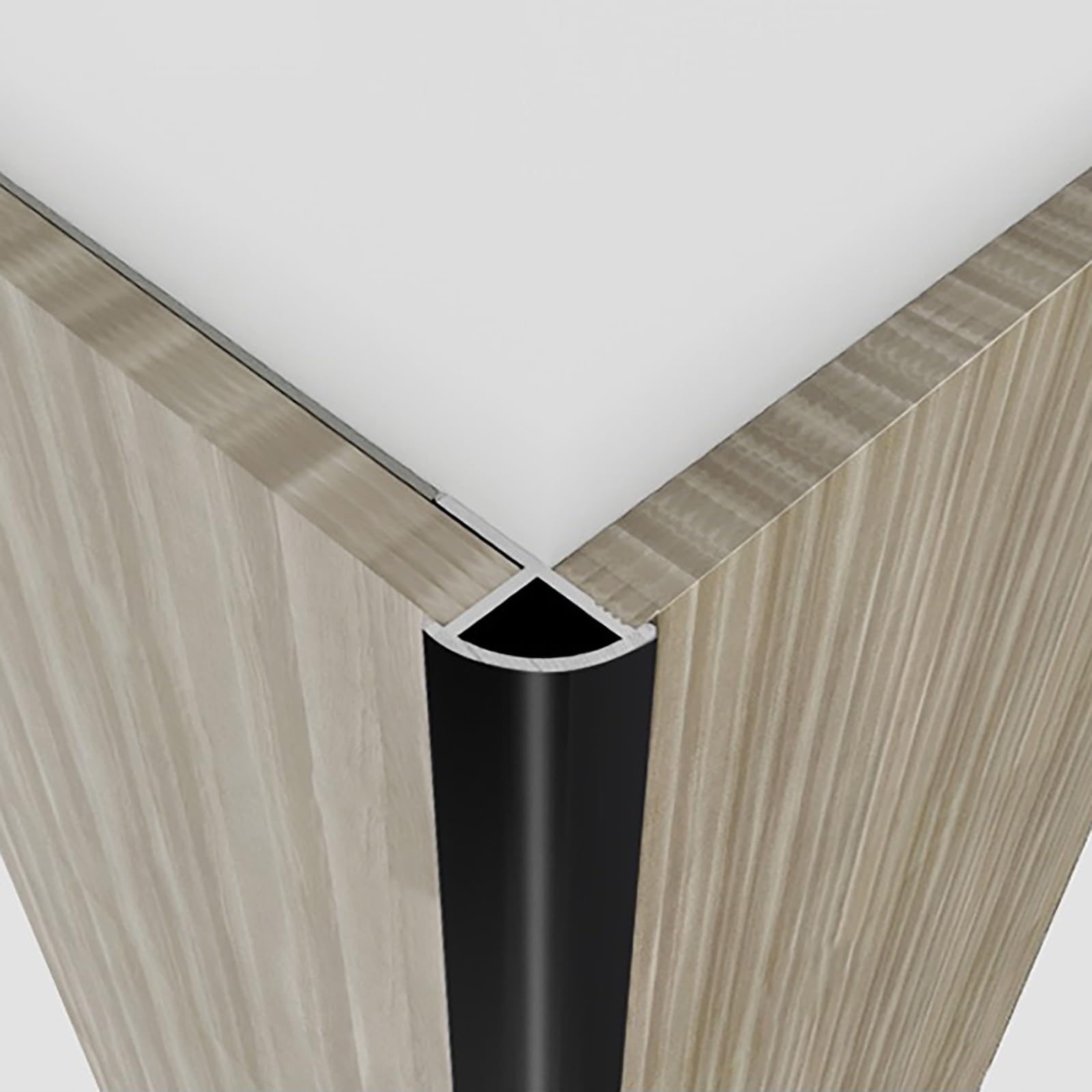 Riel Para Baldosas 125cm, Perfil Anodizado De Cuarto De Círculo, Tira Final De 2cm, Protección De Bordes Angular Para Cerámica, Perfil Decorativo Y Duradero(Black,12mm)
