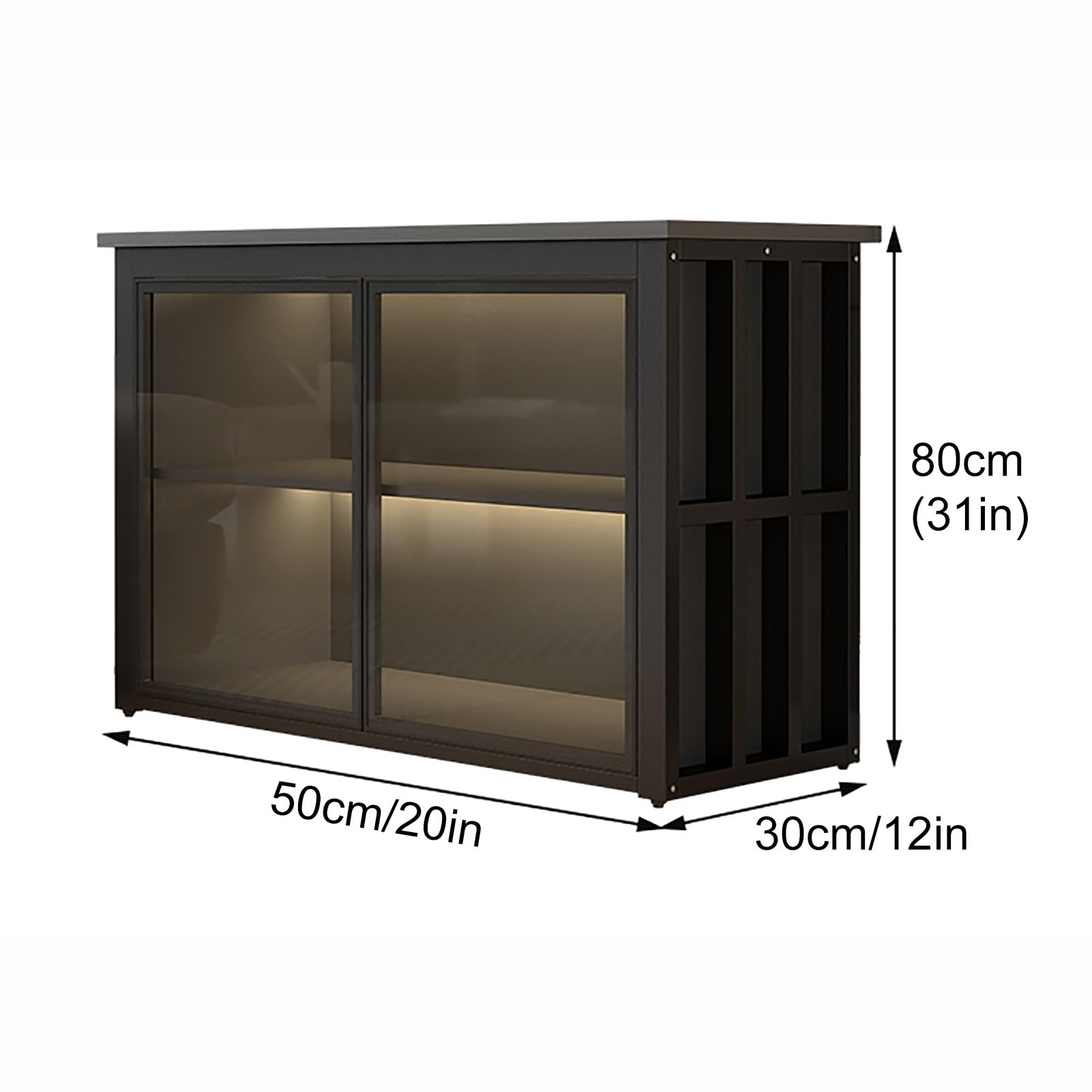 Mueble Acuario, Mesa Acuario con Estante Extraíble, Soporte para Pecera, Mueble para Acuario de Reptiles(Black,50x30cm/20x12in)