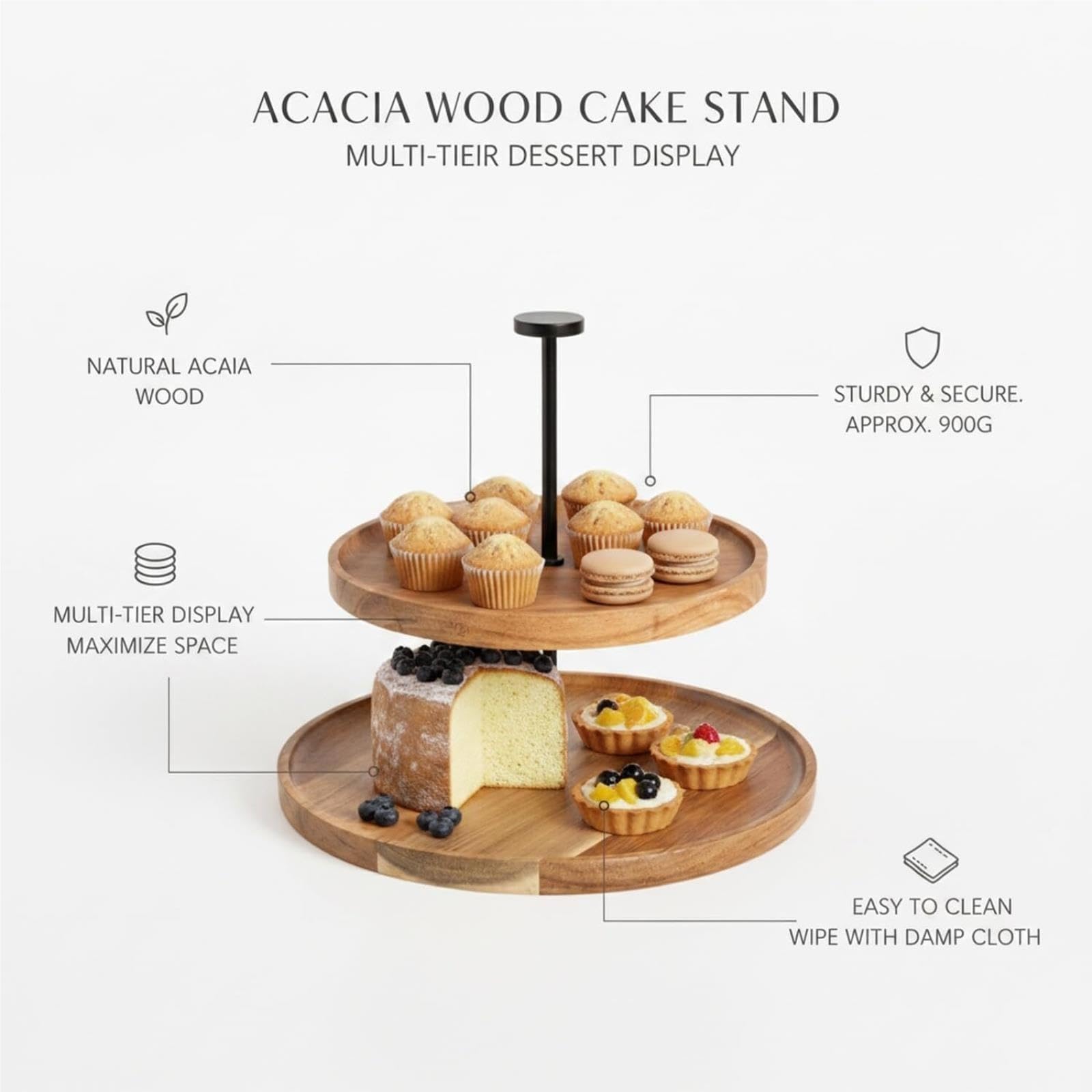 Présentoir à cupcakes en bois, présentoir à desserts