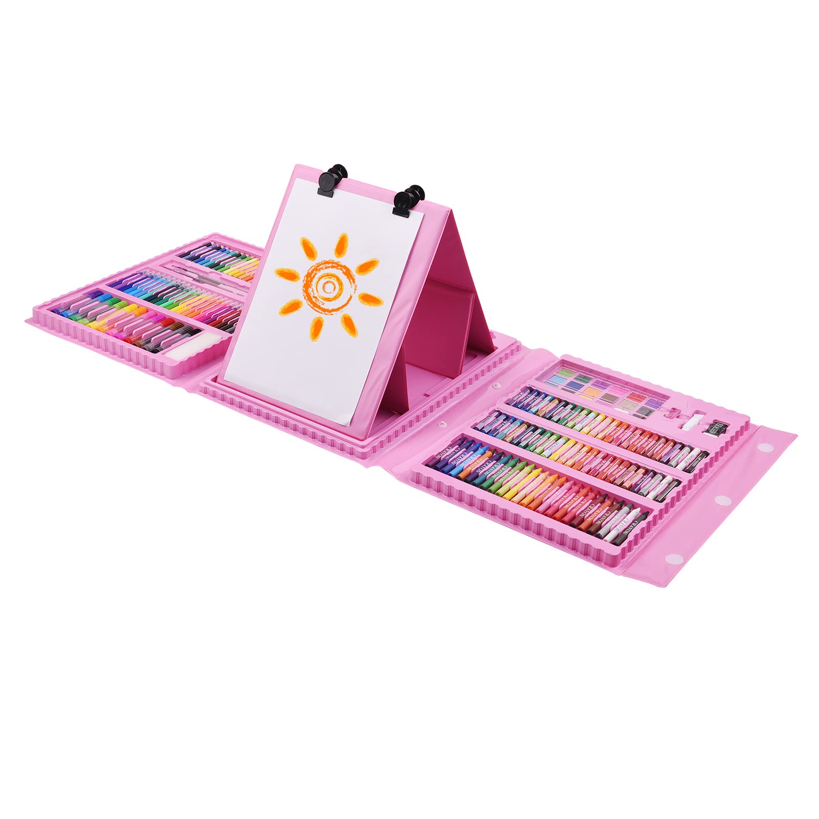 Irfora 176-teiliges Deluxe-Kunstset, Mal- und Zeichenset mit Doppelseitiger Dreifacher Staffelei, Buntstiften, Ölpastellkreiden, Buntstiften, Markern, Aquarellfarben, Kuchen, Pinseln, Künstlerbedarf