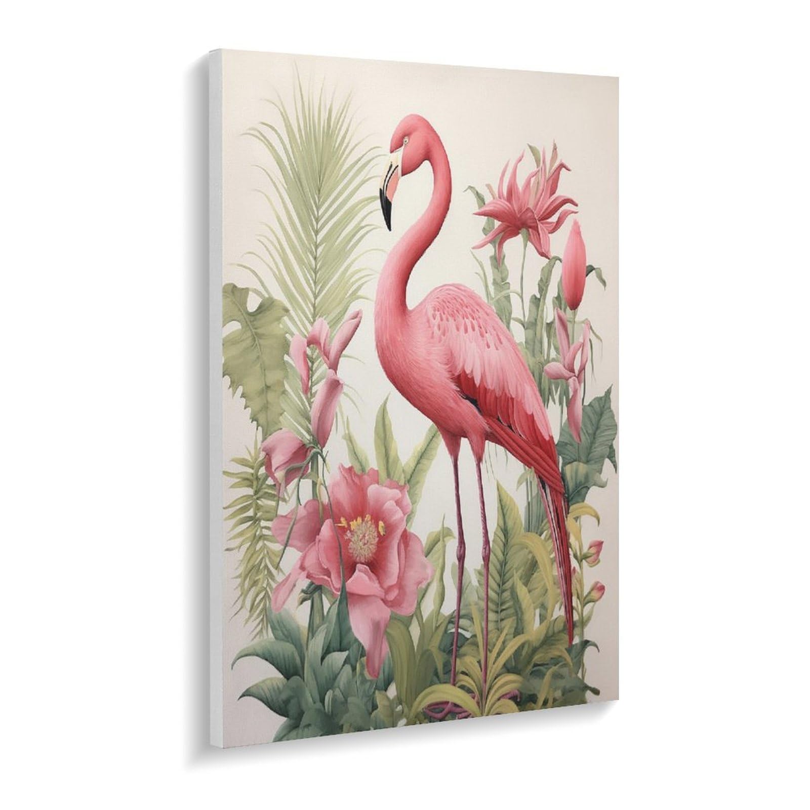 LPAGBCNU Malen nach Zahlen mit Flamingo und Blättern, Set für Erwachsene, Anfänger, Erwachsene, Malen nach Zahlen, Kits auf Leinwand, DIY-Acryl-Ölfarben, Malerei mit Pinseln für Geschenk