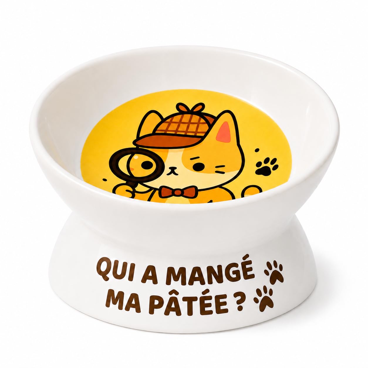 Gamelle chat design humour surélevée en céramique contre les vomissements et sols sales