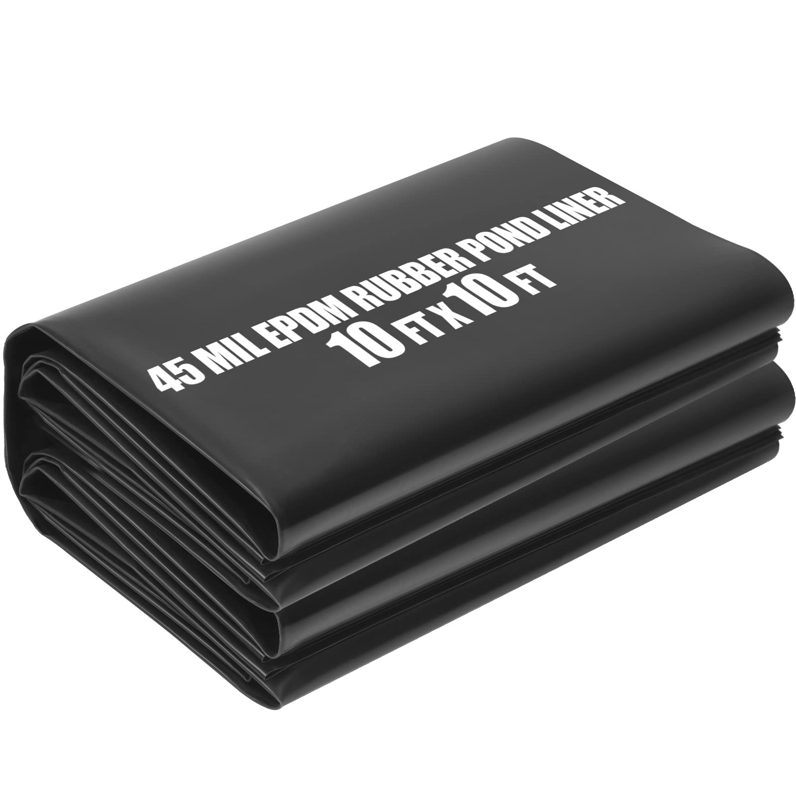 hoolerry pond liner, 45 mil epdm rubber fish safe pond liner easy cutting for outdoor waterfall, fish or koi pond water garden, fountains and bed planter, black (10 x 10 ft)