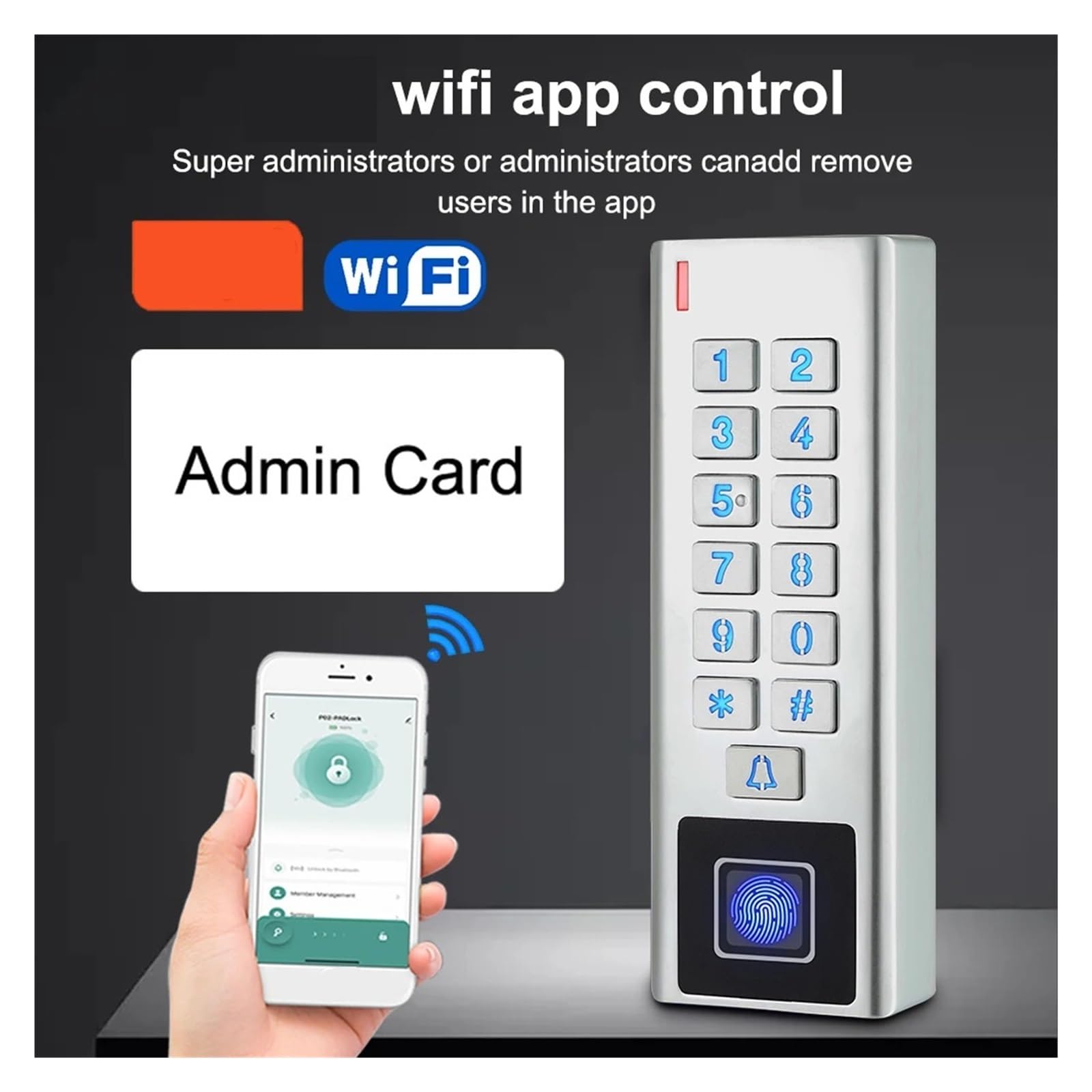 Inteligentny zamek do drzwi z czytnikiem linii papilarnych, klawiatura Wi-Fi, wodoodporna brama zewnętrzna, kod dostępu, karta identyfikacyjna RFID, aplikacja bezkluczykowa,Większe bezpieczeństwo