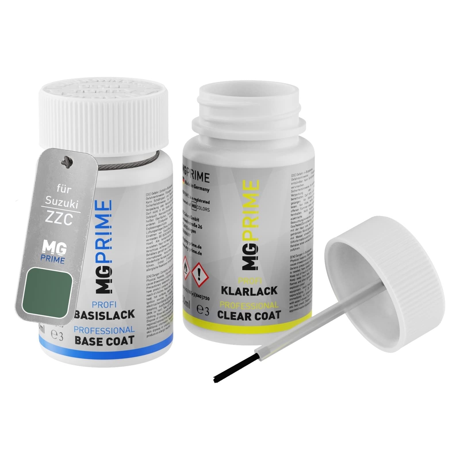 MG PRIME Car paint Touch-up pen set for Suzuki ZZC Jungle Green Base coat clear coat 50ml each