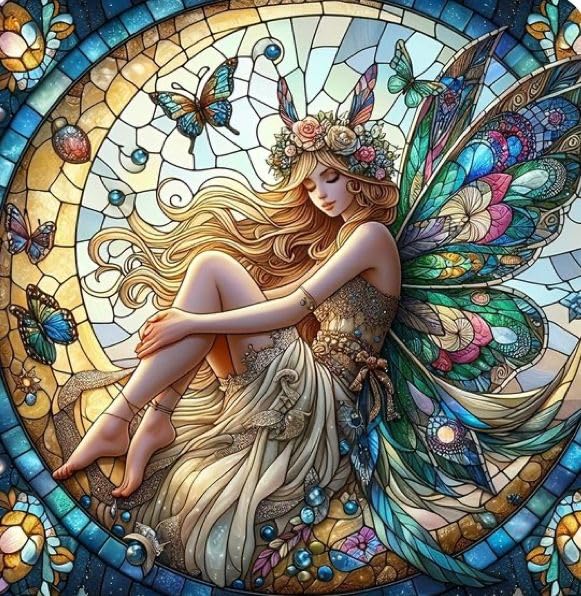Image of TULIP N TURTLE Glass Fairy DIY 5D Diamond Painting Kit Round Dril Cross Stitch