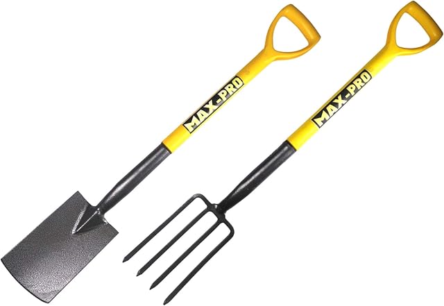 Gardening Border Fork and Spade Set YD Yellow Plastic Handles