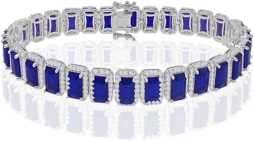 25+ Grams VVS1/D 6.65 Ctw. 14k Solid White Gold Bonded Radiant Cut Solitaire Lab Simulated Diamond Tennis Link Bracelet 8mm Unisex Limited Edition