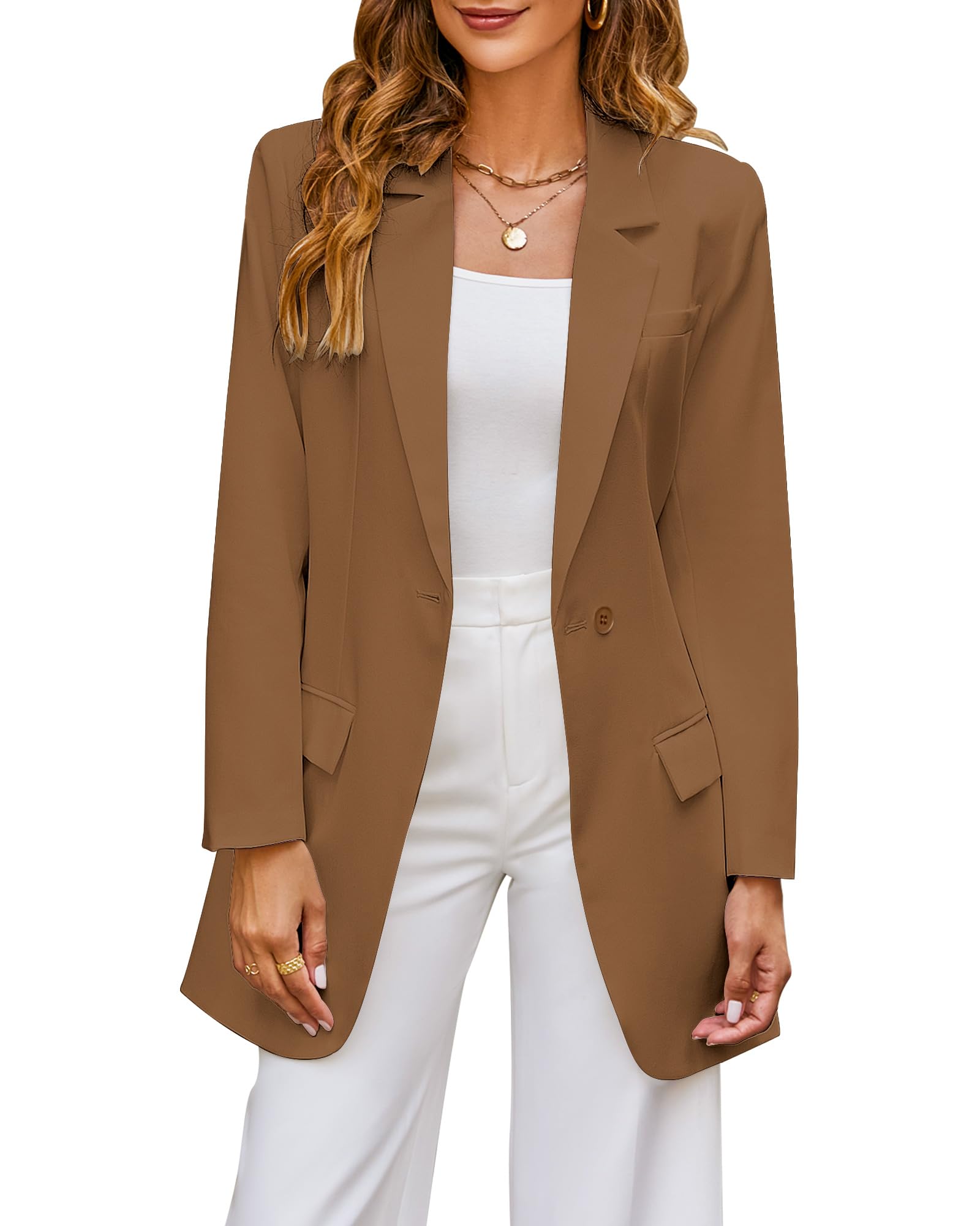luvamia 2023 Blazers for Women Business Casual Outfits Fashion Dressy Long Suit Jacket Office Belted Blazer Dress Work
